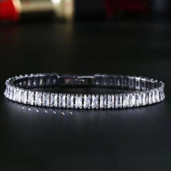 7” NEW 925 STERLING SILVER CUT DIAMOND BRACELET, NICE BRACELET, CUTE BRACELET - Picture 3 of 6